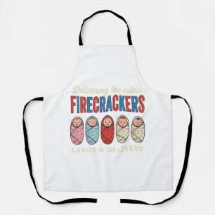 Labor & Delivery Firecrackers Cute Baby Nurse Desi Apron