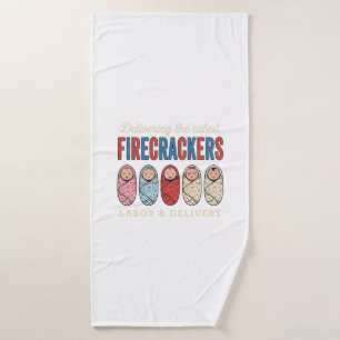 Labor & Delivery Firecrackers Cute Baby Nurse Desi Bath Towel