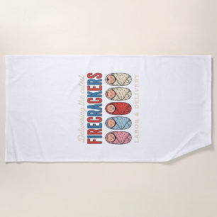 Labor & Delivery Firecrackers Cute Baby Nurse Desi Beach Towel