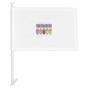 Labor & Delivery Firecrackers Cute Baby Nurse Desi Car Flag