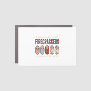 Labor & Delivery Firecrackers Cute Baby Nurse Desi Car Magnet
