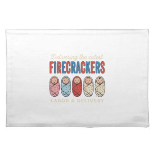Labor & Delivery Firecrackers Cute Baby Nurse Desi Cloth Placemat