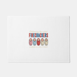 Labor & Delivery Firecrackers Cute Baby Nurse Desi Doormat