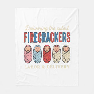 Labor & Delivery Firecrackers Cute Baby Nurse Desi Fleece Blanket