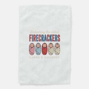 Labor & Delivery Firecrackers Cute Baby Nurse Desi Garden Flag