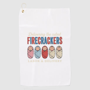 Labor & Delivery Firecrackers Cute Baby Nurse Desi Golf Towel
