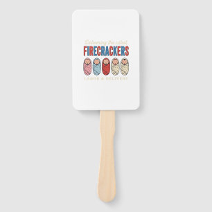 Labor & Delivery Firecrackers Cute Baby Nurse Desi Hand Fan