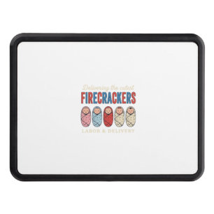 Labor & Delivery Firecrackers Cute Baby Nurse Desi Hitch Cover