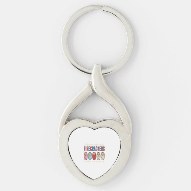 Labor & Delivery Firecrackers Cute Baby Nurse Desi Keychain (Front)