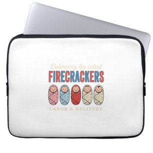 Labor & Delivery Firecrackers Cute Baby Nurse Desi Laptop Sleeve