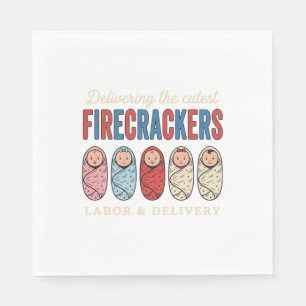 Labor & Delivery Firecrackers Cute Baby Nurse Desi Napkins