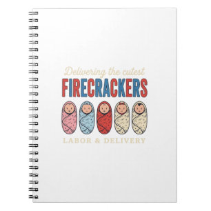 Labor & Delivery Firecrackers Cute Baby Nurse Desi Notebook