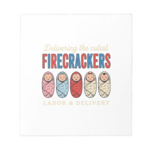 Labor & Delivery Firecrackers Cute Baby Nurse Desi Notepad