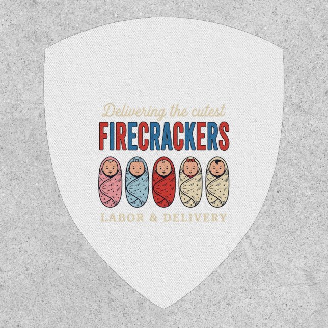 Labor & Delivery Firecrackers Cute Baby Nurse Desi Patch (Front)