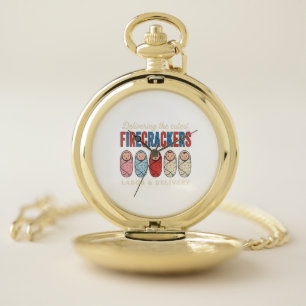 Labor & Delivery Firecrackers Cute Baby Nurse Desi Pocket Watch