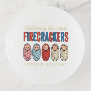 Labor & Delivery Firecrackers Cute Baby Nurse Desi Trinket Tray