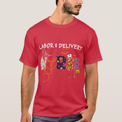 Labor  Delivery LD Funny Halloween Nursing pumpk T_Shirt