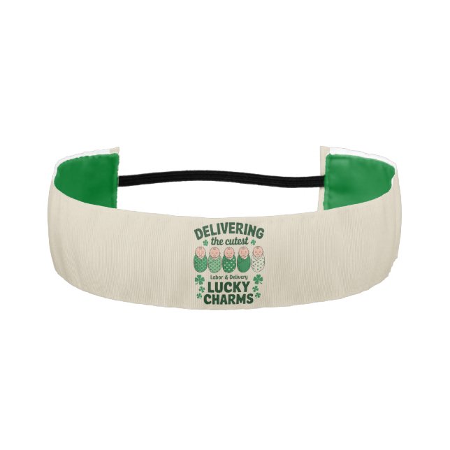 Labor & Delivery Lucky Charm Nurse Shamrock  Athletic Headband (Front)