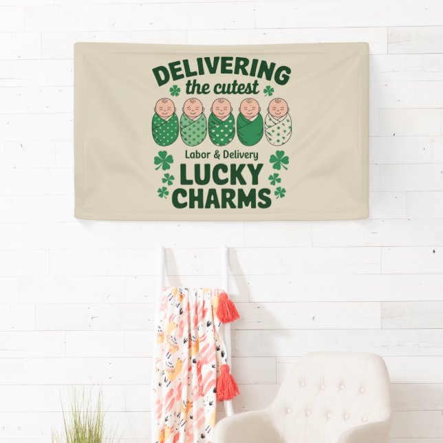 Labor & Delivery Lucky Charm Nurse Shamrock  Banner (Insitu)
