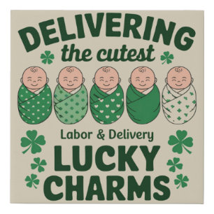 Labor & Delivery Lucky Charm Nurse Shamrock  Faux Canvas Print