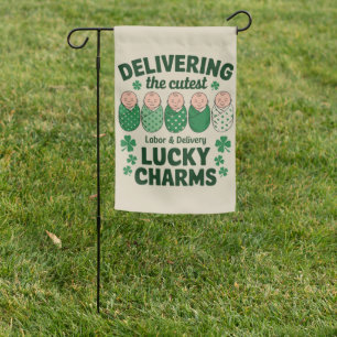 Labor & Delivery Lucky Charm Nurse Shamrock Garden Flag
