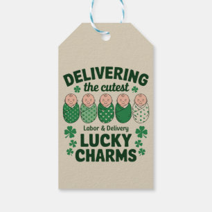 Labor & Delivery Lucky Charm Nurse Shamrock  Gift Tags