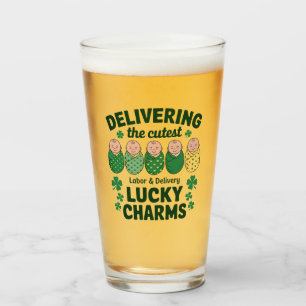 Labor & Delivery Lucky Charm Nurse Shamrock  Glass