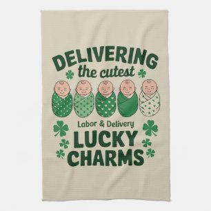 Labor & Delivery Lucky Charm Nurse Shamrock  Kitchen Towel