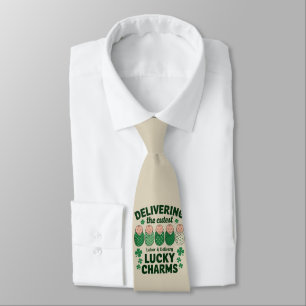 Labor & Delivery Lucky Charm Nurse Shamrock  Neck Tie