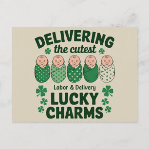 Labor & Delivery Lucky Charm Nurse Shamrock  Postcard