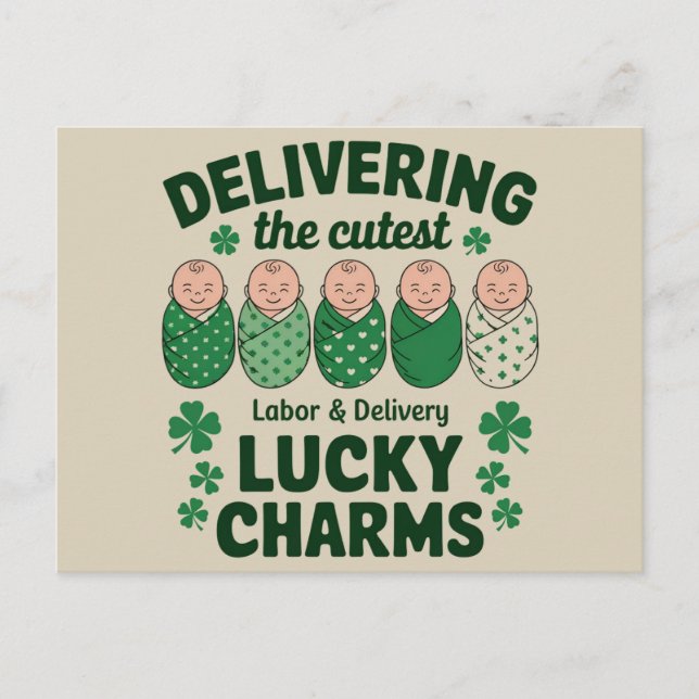 Labor & Delivery Lucky Charm Nurse Shamrock  Postcard (Front)