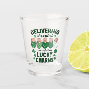 Labor & Delivery Lucky Charm Nurse Shamrock  Shot Glass