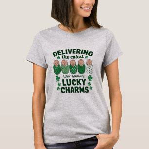 Labor & Delivery Lucky Charm Nurse Shamrock T-Shirt