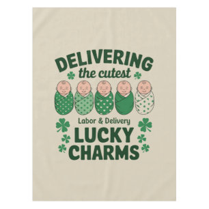 Labor & Delivery Lucky Charm Nurse Shamrock  Tablecloth