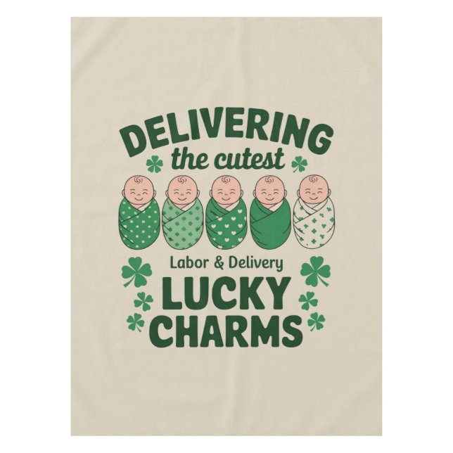 Labor & Delivery Lucky Charm Nurse Shamrock  Tablecloth (Front)