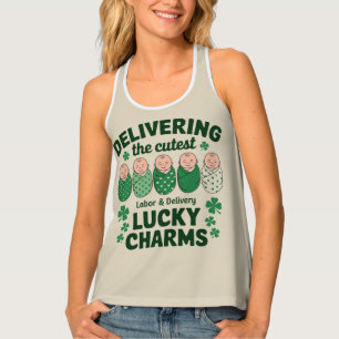 Labor & Delivery Lucky Charm Nurse Shamrock  Tank Top