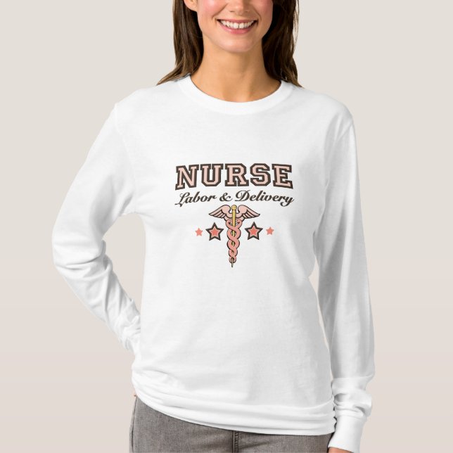 Labor & Delivery Nurse Caduceus Long Sleeve Tee (Front)
