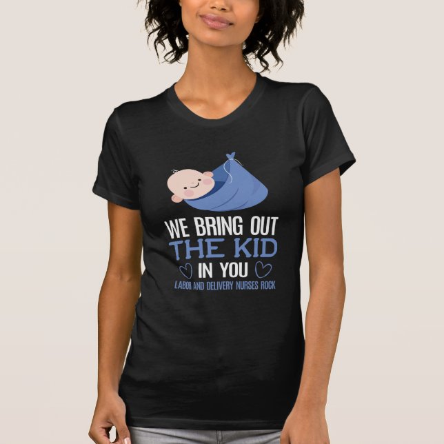 Labor Delivery Nurse Cute Doula Midwife Baby T-Shirt (Front)