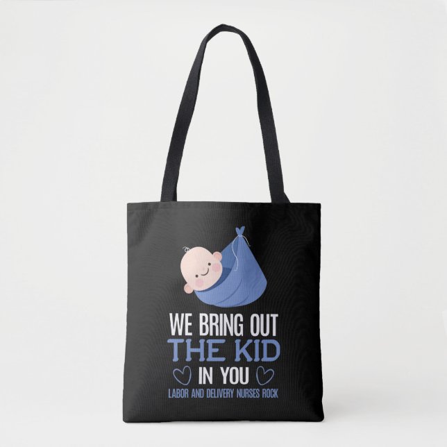 Labor Delivery Nurse Cute Doula Midwife Baby Tote Bag (Front)