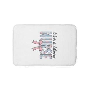 Labor & Delivery Nurse Floral Bow Vintage Shirt De Bath Mat