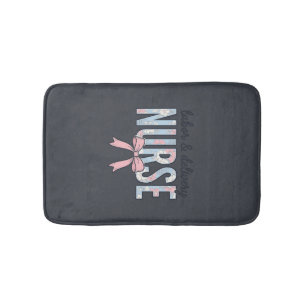 Labor & Delivery Nurse Floral Bow Vintage Shirt De Bath Mat