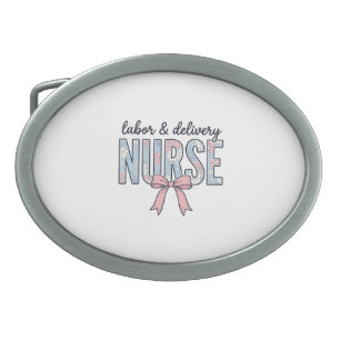 Labor & Delivery Nurse Floral Bow Vintage Shirt De Belt Buckle