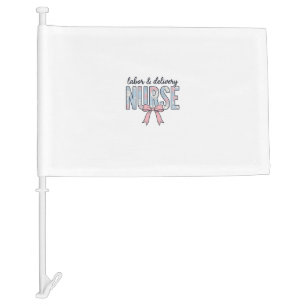 Labor & Delivery Nurse Floral Bow Vintage Shirt De Car Flag