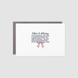 Labor & Delivery Nurse Floral Bow Vintage Shirt De Car Magnet