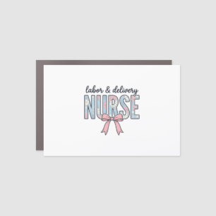 Labor & Delivery Nurse Floral Bow Vintage Shirt De Car Magnet
