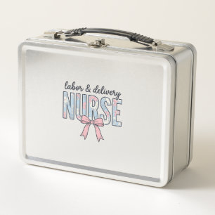 Labor & Delivery Nurse Floral Bow Vintage Shirt De Metal Lunch Box