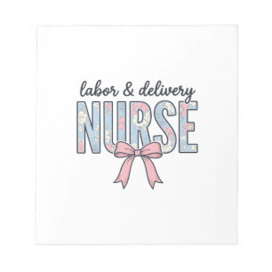 Labor & Delivery Nurse Floral Bow Vintage Shirt De Notepad