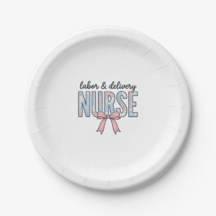 Labor & Delivery Nurse Floral Bow Vintage Shirt De Paper Plates