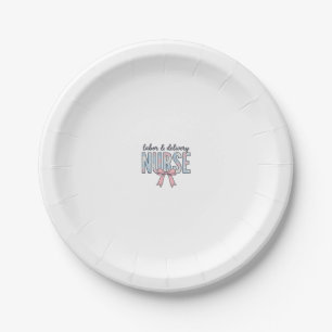 Labor & Delivery Nurse Floral Bow Vintage Shirt De Paper Plates