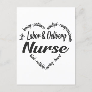 Labor & Delivery Nurse Heart Word Cloud Holiday Postcard